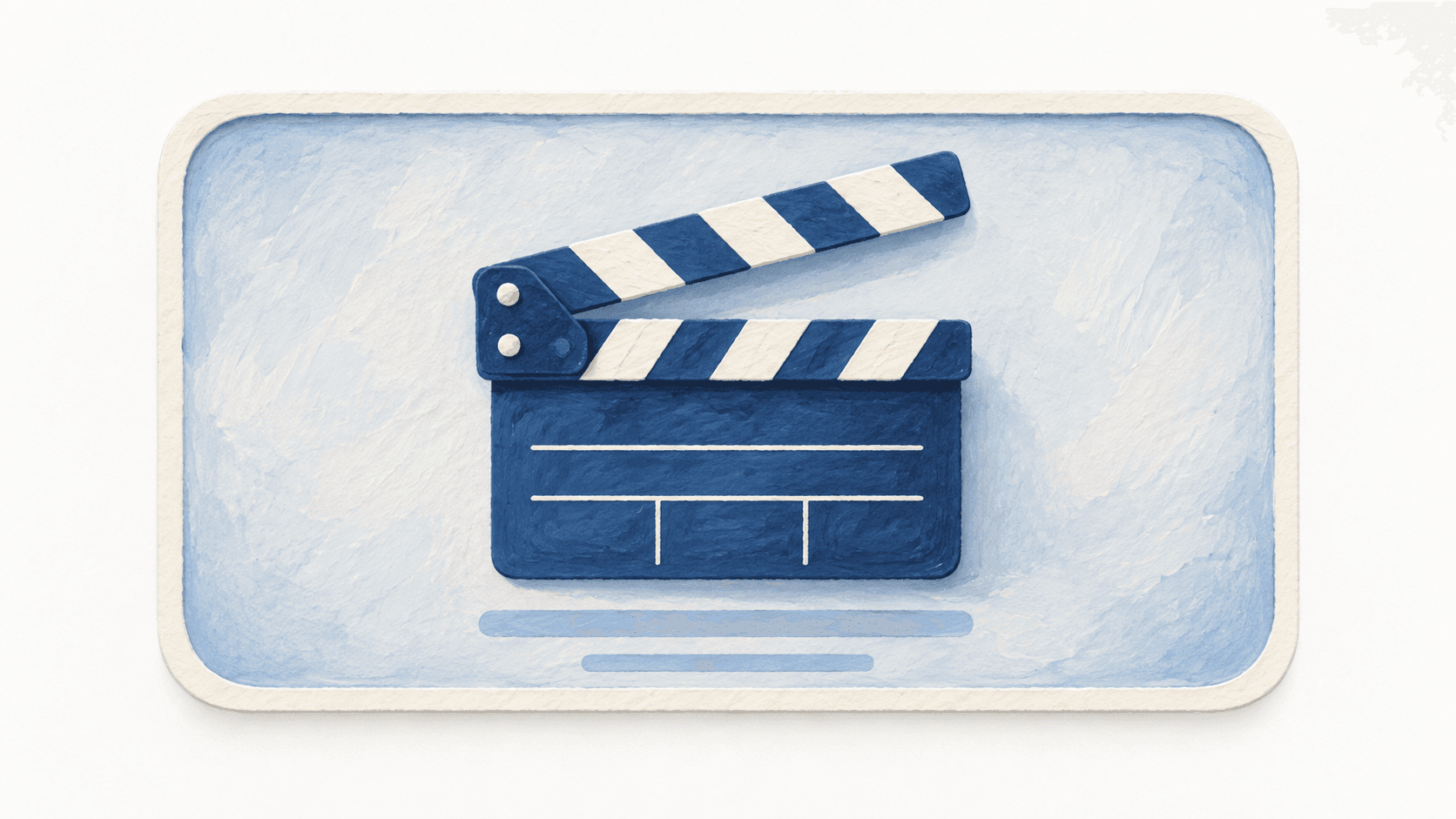 Illustration of a movie clapperboard with subtitles inside a video frame