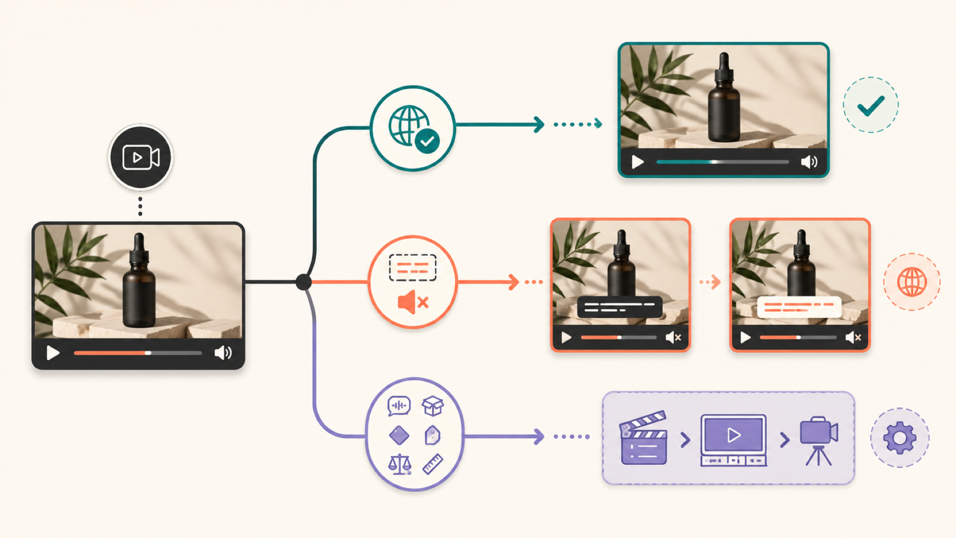 Three decision paths for reusing, localizing, or rebuilding an existing ecommerce product video.