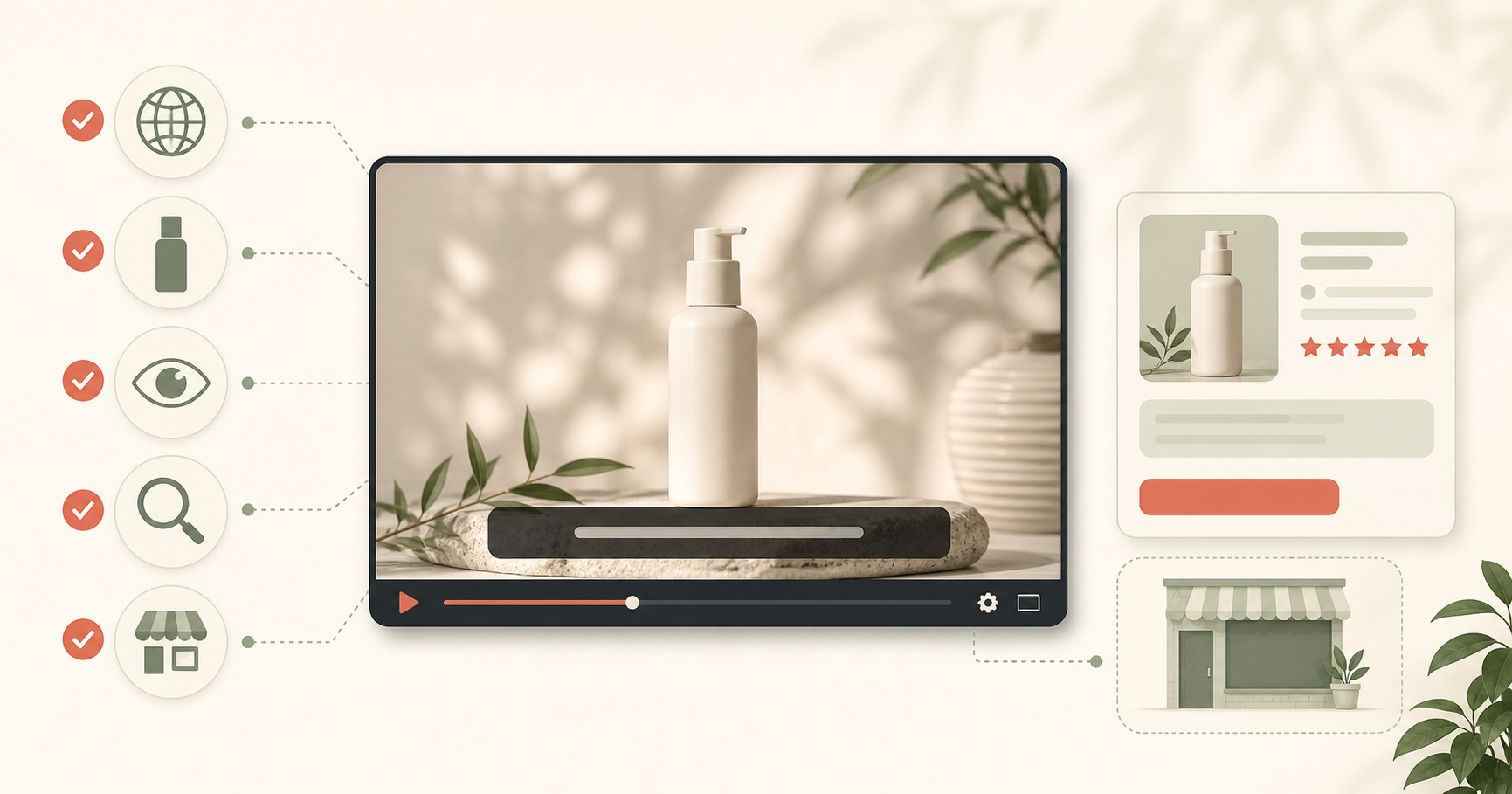A product video beside visual checks for language, product detail, readability, remaining source words, and destination placement.