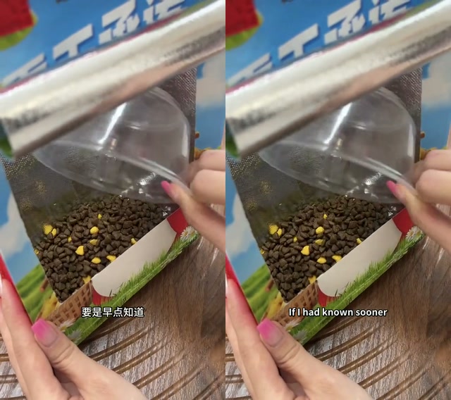 A product-video example showing source subtitles on one side and translated English subtitles on the other.